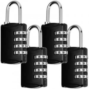 Lot de 4 Cadenas Code de 4 Chiffres, Petit Cadenas &agrave; Code Serrure Combin&eacute;e, Cadenas Casier Imperm&eacute;abiliser Cadenas &agrave; Combinaison pour Casier,