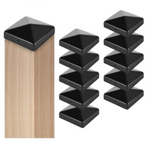 EINFEBEN 10x Capuchon de poteau Chapeau pyramide pour poteau bois Large gamme d'applications Facile à installer noire 9191mm