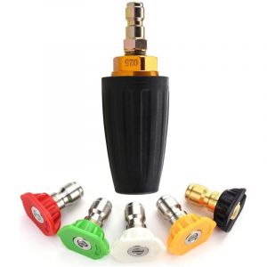 Buse turbo pour nettoyeur haute pression, buse turbo rotative, avec 5 embouts de buse de pulv&eacute;risation, orifice 2,5, 2500 psi, 1/4 pouce, paquet de 6