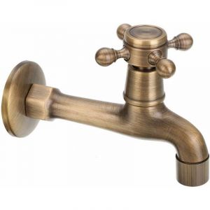 DPZO Robinet mural vintage à eau froide pour salle de bain, toilettes, lavabo, baignoire, robinets en laiton pour jardin, terrasse, serpillère,
