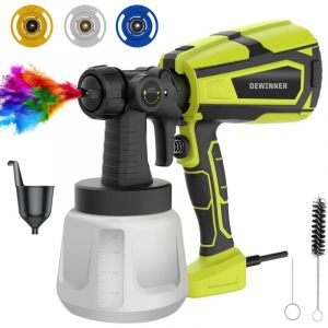 Dewinner - Pistolet a Peinture, Pistolet &agrave; Peinture &Eacute;lectrique 600W avec 3 Buses (1.5/2.0/2.5mm), Pistolet &eacute;lectrique, r&eacute;servoir 1000 ml, pour