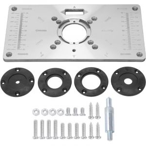 Plaque d'insertion de Table de routeur en aluminium, pour bancs de travail du bois, fraiseuse, Machine de d&eacute;coupage, 8 trous avec anneaux