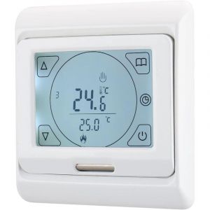 Thermostat d'ambiance WG809,7 Jours &Eacute;cran LCD programmable AC230V 16A pour Chauffage au Sol &eacute;lectrique Blanc
