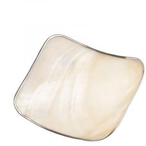 SHELL - Coupelle carr&eacute;e en nacre avec un liser&eacute; argent sur le bord - &Eacute;l&eacute;gante et d&eacute;corative