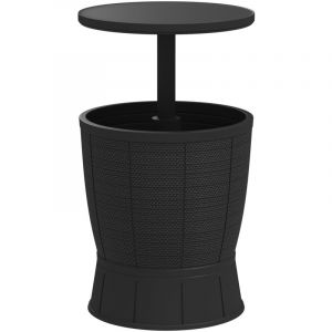 Table &agrave; glaci&egrave;re - Outsunny - 3 en 1 - avec seau &agrave; glace, plateau t&eacute;lescopique - pour bi&egrave;re, vin, jardin - &Oslash; 49 x 58-84 cm - noir