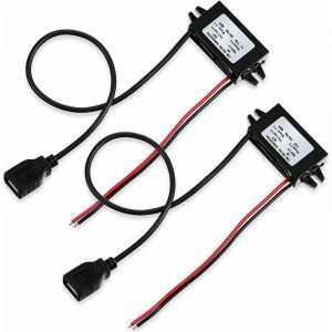 Gabrielle - 2PCS Voiture Convertisseur de Puissance dc 12V &agrave; 5V/3A, Module Convertisseur Adaptateur Abaisseur Ligne Buck avec usb Femelle de Sortie