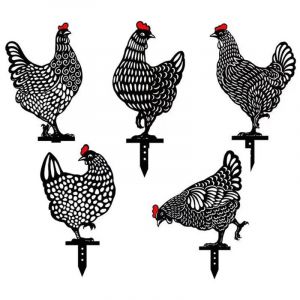 Statue de coq en métal creux pour jardin, décoration de pelouse, silhouette d'animal, piquets creux en métal