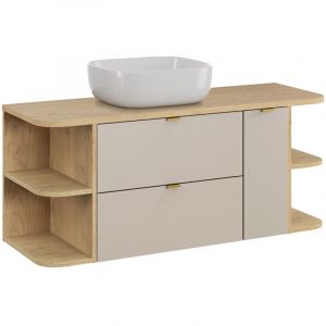 Meuble simple vasque 120cm 3 tiroirs Azel Cachemire et Bois