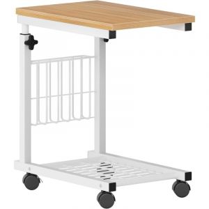 Soges Table d'appoint pour Ordinateur Portable Hauteur réglable avec roulettes 48 cm x 30 cm Table d'appoint pour café collation Rangement Table