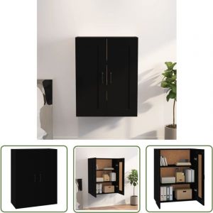 The Living Store - Armoire murale suspendue Noir 69,5x32,5x90 cm - Armoire Murale - Meuble De Rangement - Buffet Suspendu - Armoire Noire - Armoire