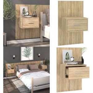 Table de chevet murale Ch&ecirc;ne sonoma - Table De Chevet Murale - Meuble De Chambre - Armoire De Chevet - &Eacute;tag&egrave;re Murale - Rangement Mural - Home &