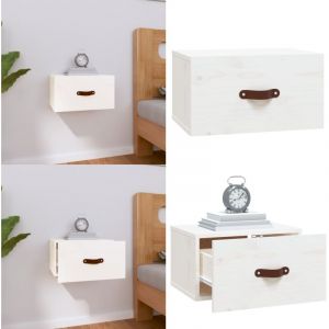 Table de chevet murale Blanc 40x29,5x22 cm - Table De Chevet Murale - Meuble De Rangement Mural - Commode Murale - &Eacute;tag&egrave;re Murale - D&eacute;co Murale