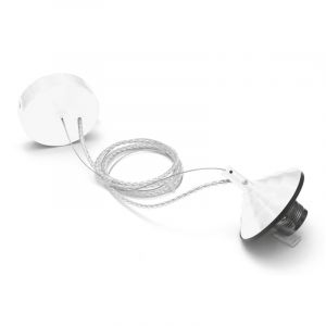 Alice &ndash; Kit suspension v/p E27 avec rosace blanche, c&acirc;ble tress&eacute;, cache douille, max 1x60W, IP20, design moderne
