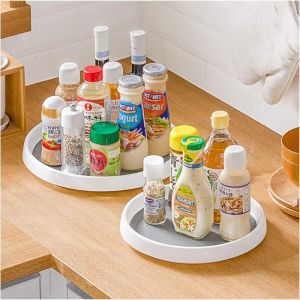 2 Pcs Plateau Tournant, pour épices Condiments Rangement de Cuisine, 2 Tailles Plateau Rond, Socle Plastique Tournant Pour le Placard, pour Salon /