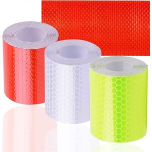 3Pcs Ruban Auto-AdhéSif RéFléChissant, Ruban D'Avertissement de SéCurité du RéFlecteur, Marque de SéCurité pour L'Activité de Voiture/Moto/VéLo/Nuit