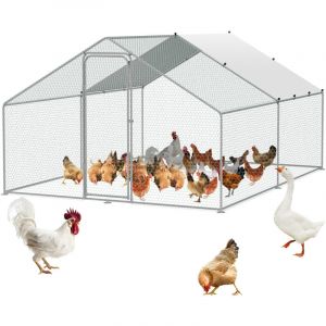 Mophorn - vevor Grand poulailler en metal, 9,8 x 12,9 x 6,5 pieds, enclos de poulet pour cour avec couverture, poulailler a toit en fleche avec