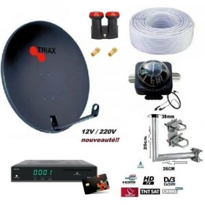 Kit Parabole - VISIOSAT - Triax 78CM - R&eacute;cepteur TNTSAT 9930 - LNB monoblock Redline - 20M C&acirc;ble