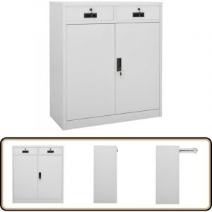 Armoire de bureau Gris clair 90x40x102 cm Acier - Meuble De Bureau - Armoire De Rangement - Classeur - Armoire Métallique - Rangement Documents