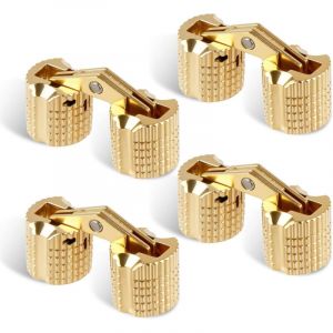 4 Pi&egrave;ces Charni&egrave;re Invisible Laiton Tonneau 8 mm, Charni&egrave;re Invisible Cylindrique Ouverture &agrave; 180&deg; Angle pour Bricolage Porte en Bois Bo&icirc;tes Badeaux
