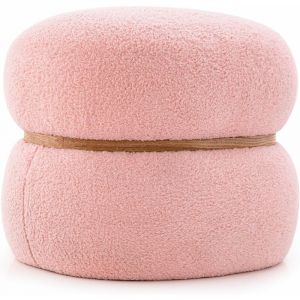Costway - Tabouret de Coiffeuse en Fausse Fourrure, Pouf, Repose-Pieds Rembourré, Base Stable et Patins Antidérapants, pour Chambre, Salon, Max.