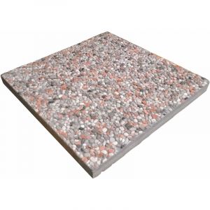 Garden Deluxe Collection - Base de dalle carrée en marbre et gravier pour parapluies avec une base croisée 14 kg Bianco Carrara/Rosso Verona (40x40)