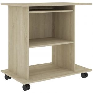 Helloshop26 - Bureau table poste de travail meuble d'ordinateur informatique étude d'ordinateur chêne sonoma 80 x 50 x 75 cm bois d'ingénierie brun