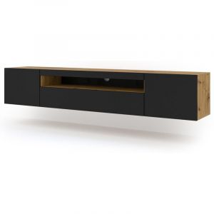 Meuble TV AURA 200x37x42 cm, à suspendre ou à poser, meuble TV universel, TV Board, Lowboard, Sideboard, table HiFi, meuble suspendu chêne