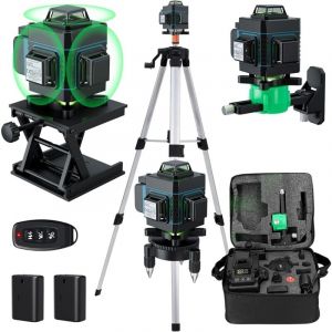 Ej.life - Niveau laser 360, 4D 16 lignes Niveau laser 3&deg; Outil de mise &agrave; niveau avec fonction de nivellement automatique avec tr&eacute;pied r&eacute;glable