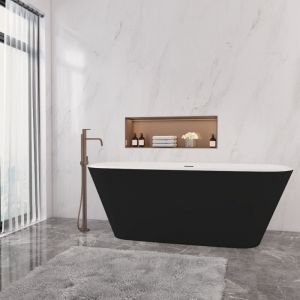 Océan Baignoire îlot ovale 1700x780x600mm, noir , en acrylique, avec vidage trop-plein