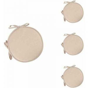 Lot de 4 Rond Coussin de Si&egrave;ge Coussins de Chaise Rond Galettes de Chaise Coussin pour Salle &agrave; Manger Jardin Maison Bureau Cuisine(beige)