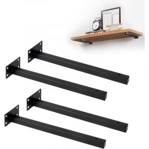 4 Pcs &Eacute;querre &Eacute;tag&egrave;re, 30 cm Support Etagere Murale, Industrielle Support d'&eacute;tag&egrave;re Mural R&eacute;tro, Supports D'&eacute;tag&egrave;re Murale &agrave; Tubes, Support Flottant