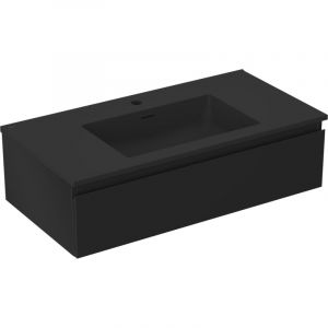 Mexen Orio armoire de salle de bain 90 cm avec lavabo Otis, 1 tiroir, noir mat - 91A10-09023-1-BF71-W18M71