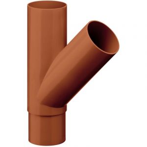 D&eacute;rivation de tuyau de descente 45 degr&eacute;s, pvc D&eacute;rivation de tuyau Accessoires de goutti&egrave;re, montage simple, Made in Germany - 50/50mm Marron - Inefa