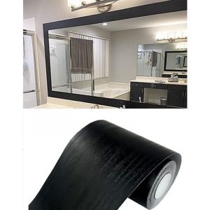 Papier peint autocollant imitation bois, noir, 20 cm x 5 m, imperméable, frise décorative murale amovible pour salle de bain.