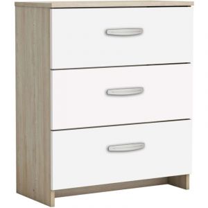 Grande commode blanche et chêne Shannon 61 x 29 x 72 cm