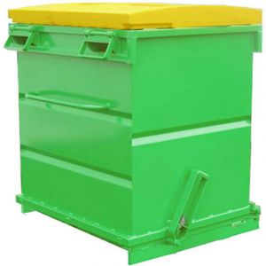 Matis&egrave;re - Benne &agrave; d&eacute;chet &agrave; fond ouvrant couvercle pe 1280 l - Gris - FAP13000-7036