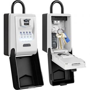 Jalleria - Boite &agrave; Cl&eacute; S&eacute;curis&eacute;e Exterieur R&eacute;tro&eacute;clair&eacute;e, &Eacute;tanche Boite a Clefs avec Code 4 Chiffres Grand Coffre a Clef Robuste Bo&icirc;te &agrave; Cl&eacute; Cadenas