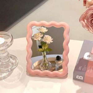 Miroir de table/de maquillage pliable et portable en forme de vague, id&eacute;al pour les voyages et &agrave; poser ou &agrave; suspendre. D&eacute;coration int&eacute;rieure.//.