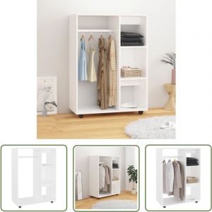 Garde-robe Blanc 80x40x110 cm Bois d'ingénierie - Armoire Blanche - Meuble Rangement - Dressing Blanc - Commode - Étagère - The Living Store