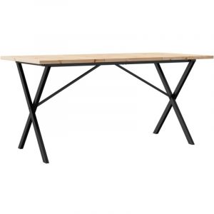 D&eacute;coshop26 - Table de salle &agrave; manger design industriel 140 x 80 x 75,5 cm bois pin massif et acier DEC036803