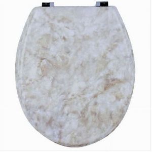 Couvercle De Si&egrave;ge De Toilette Universel Si&egrave;ge De Toilette En Bois Mdf Marbre Beige Charni&egrave;res 52966a