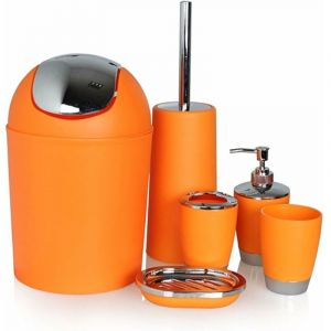 Start - 6Pcs Accessoire de Salle de Bain Design Set Porte-Brosse à Dents Distributeur de Savon à Vaisselle Orange