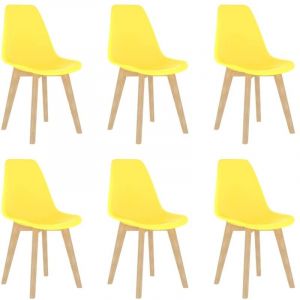 Maison Chic - Chaises &agrave; manger lot de 6-Chaises de Salle &agrave; Manger-Chaise de cuisine jaune plastique 597525