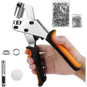 Jeu de pinces &agrave; &oelig;illets avec 500 &oelig;illets en acier inoxydable - &Oslash; 10mm, presse &agrave; &oelig;illets magn&eacute;tique en acier tremp&eacute; I poin&ccedil;on &agrave; &oelig;illets pour tissus,