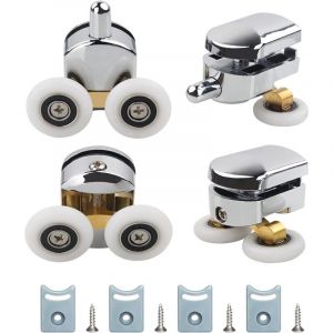 Lot de 4 roulettes de rechange pour portes de douche coulissantes de 23 mm, pour portes de douche en verre de 4 &agrave; 6 mm, accessoires de cabine de