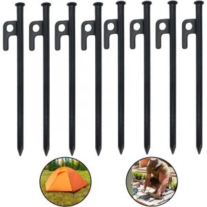 CCYKXA 8 Pi&egrave;ces Clous de Fixation Sol Dur, Crochets Acier Sols Durs, Sardine Tente Robustes, Piquet Bordure Jardin, pour Tentes Fixes, Accessoires de