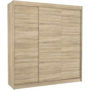 Les Tendances - Armoire chambre adulte bois clair 2 portes coulissantes Kamia 200cm