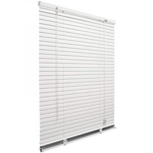 Store V&eacute;nitien Aluminium Fixation Murale Blanc Lames inclinables 25 mm Parasol Fen&ecirc;tres - 120x180 Cm
