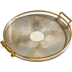 Plateau &agrave; Fruits Rond, avec Poign&eacute;es, Assiette &agrave; Collations Transparente Polyvalente Servant pour Le Pain, Le Dessert, la Cuisine, la Salle de Bain,