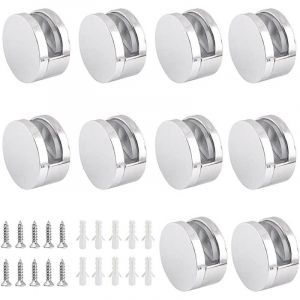 10 Sets Bains Pince de Verre, Fixation Miroir Supports, Miroir Clips Verre en Alliage Zinc pour Miroir Murale, Etagere Murale en Verre